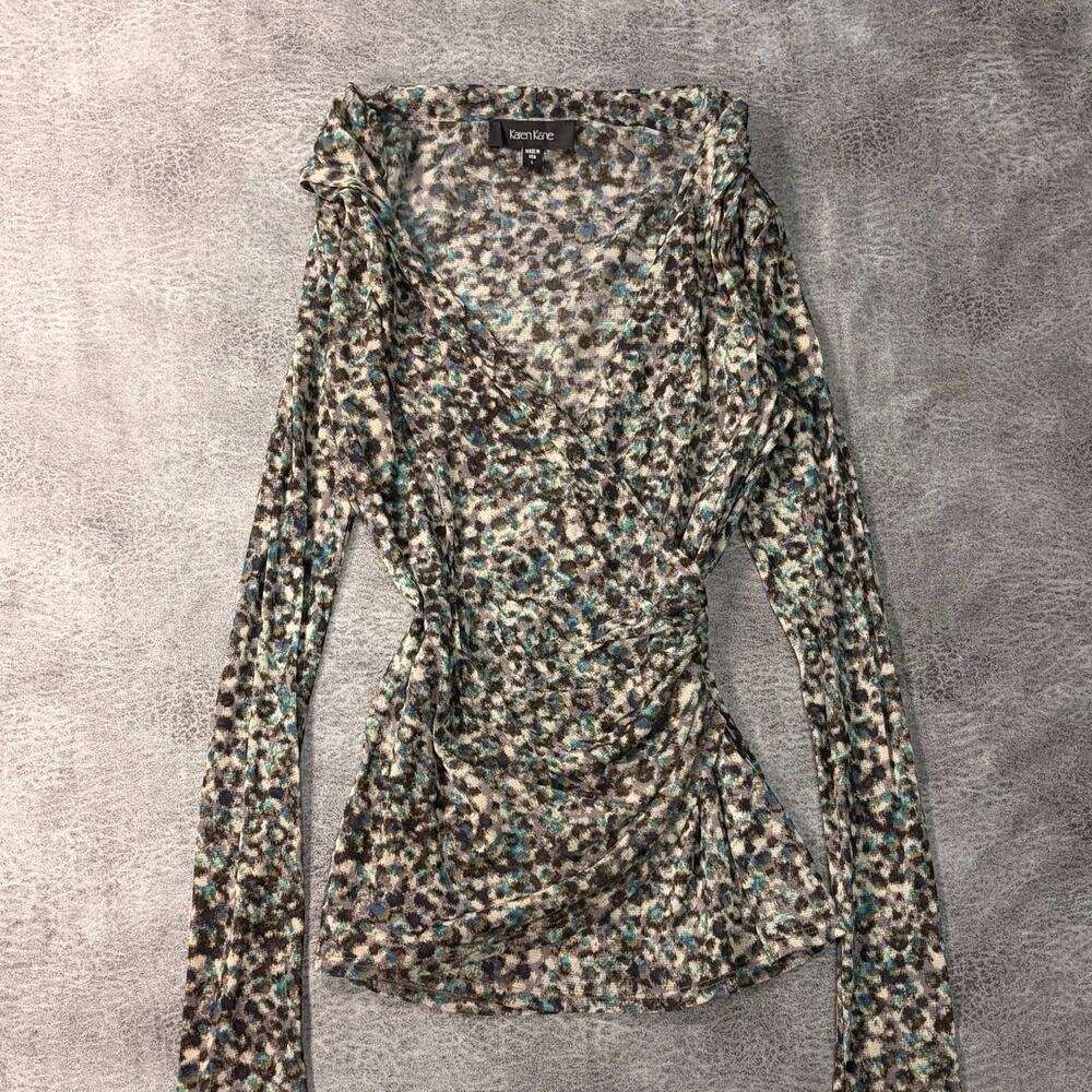 Y2k Leopard Print Wrap Long Sleeve Top